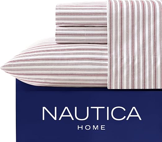 nautica stripe cotton percale sheet set, twin x-large, coleridge